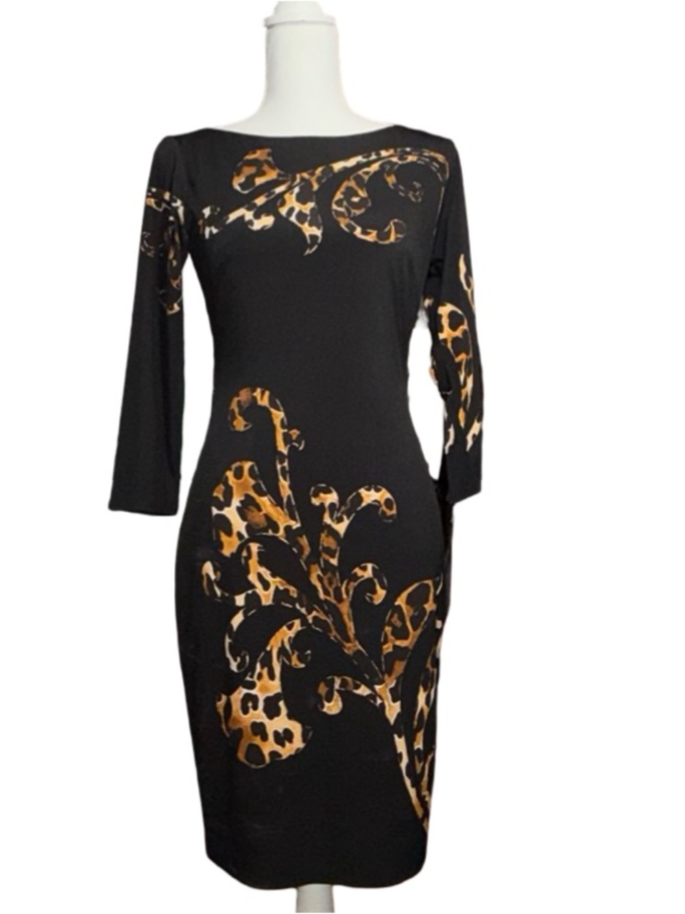 Caché Leopard Print Scroll Bodycon Sheath Dress – 0 - Picture 2 of 15